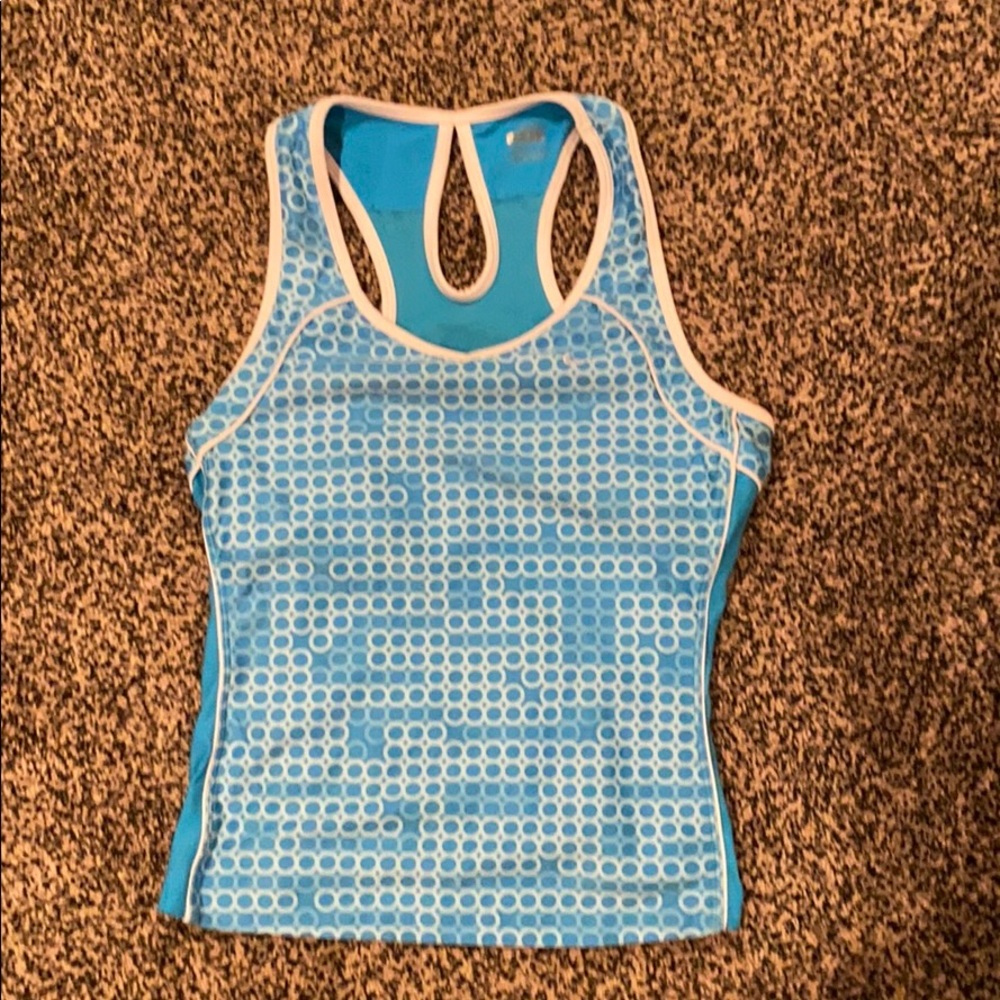 Nike Blue and White Racerback Tank Top y2k